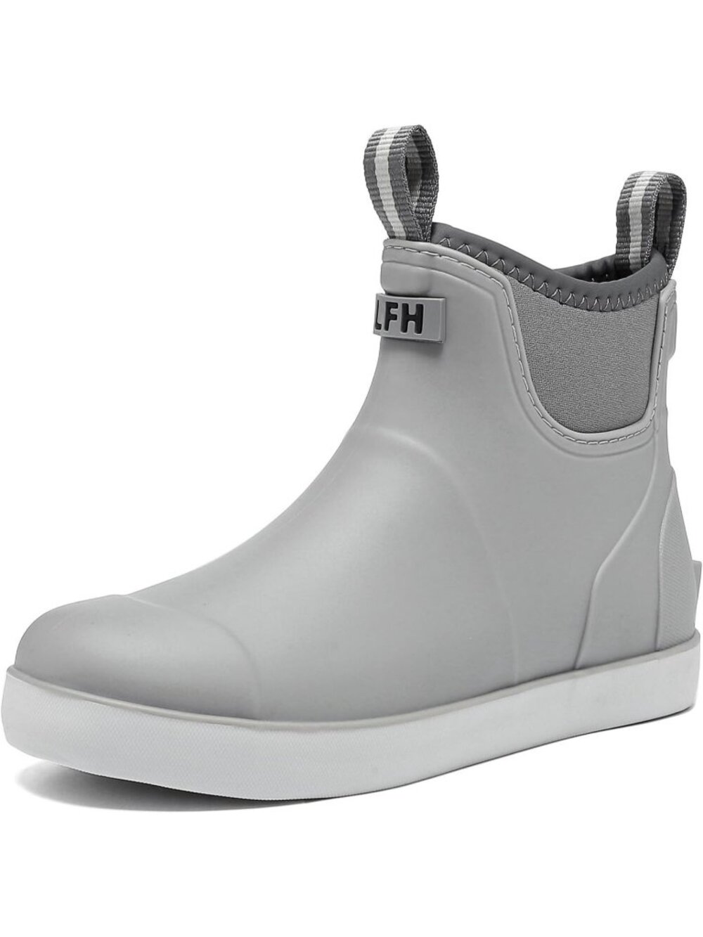 Women's Grey Polyvinyl Chloride Waterproof Deck Rain Anti Slip Ankle Booties